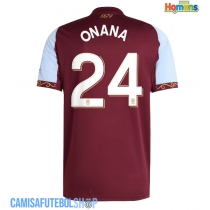 Camisa de time de futebol Aston Villa Amadou Onana #24 Replicas 1º Equipamento 2025-26 Manga Curta